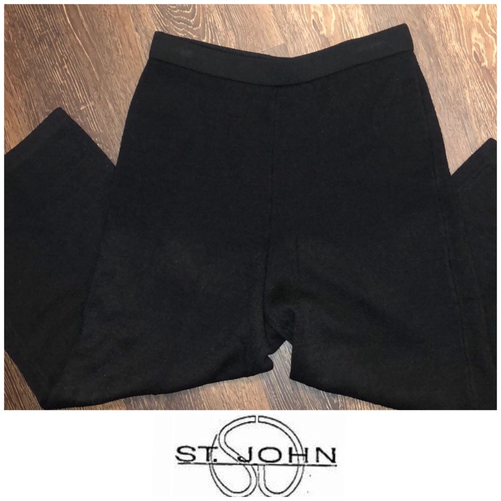 ST. JOHN Caviar Black Sz 6 thick luxury ankle pant